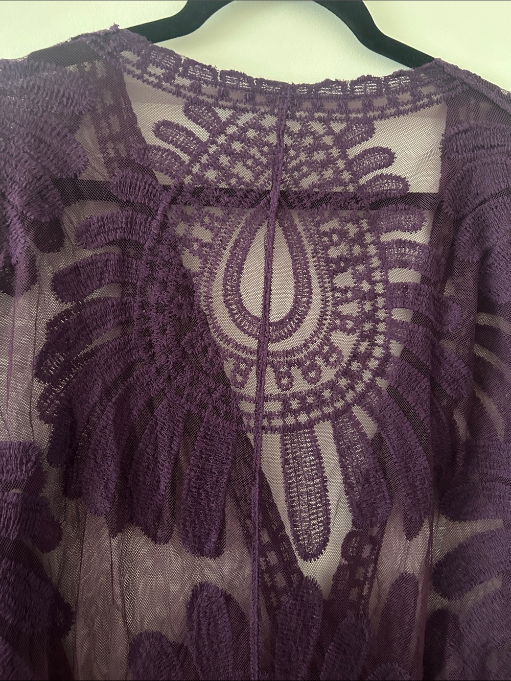 Amazon Sheer Crochet Kimono Robe — Purple - Picture 5 of 5